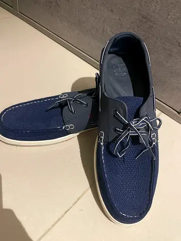 Navy blue casual boat shoes, lightly used, size unknown