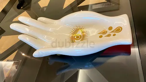 Ceramic Hand Shaped Decorative Tray with Gold Eye Detail