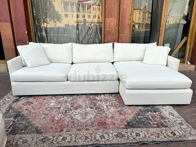 Cratebarrel L Shape Sofa Beige