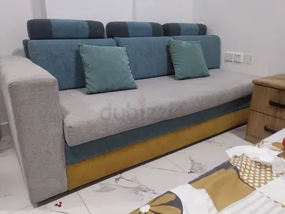 5-seater fabric sofa in blue/grey - good condition