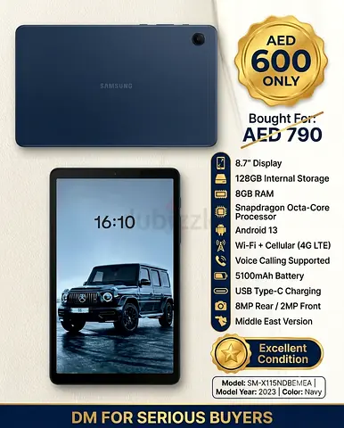 Galaxy Tab A9 Navy 8GB RAM 128GB LTE - Middle East Version
