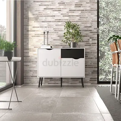 Small Sideboard Cabinet | Scandinavian Storage Cabinet with Drawer | White Black