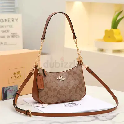 Master copy Coach Brown Signature Canvas Shoulder Bag with Detachable Strap