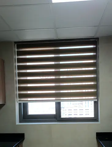 Brown zebra/dual-layer roller blind - good condition