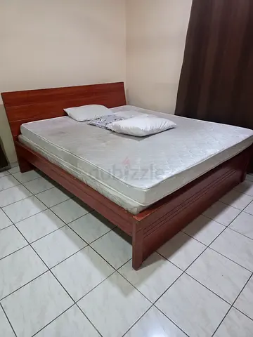 Wooden Double Bed Frame with Mattress - Good Condition