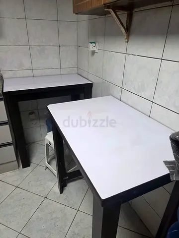 Simple white and black dining table set (2-piece) in good condition