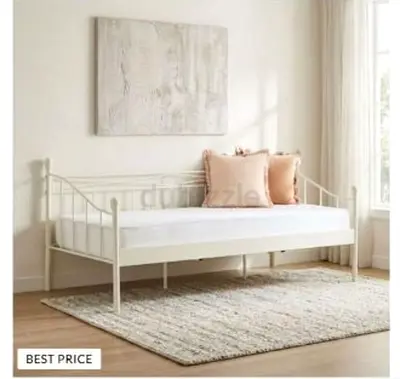 White Metal Daybed with Trundle- Single/Twin, Minimal Design