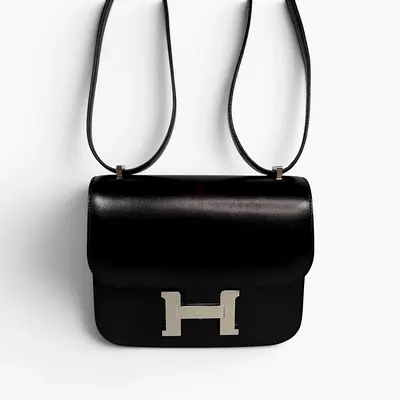 HERMÈS CONSTANCE 18 IN BLACK BOX LEATHER WITH PALLADIUM HARDWARE
