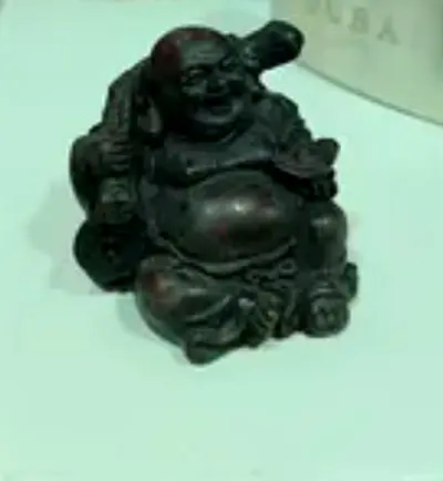 Feng Shui Laughing Buddha Resin Figurine – Dark Bronze Finish Lucky Happy Man Statue (6cm)