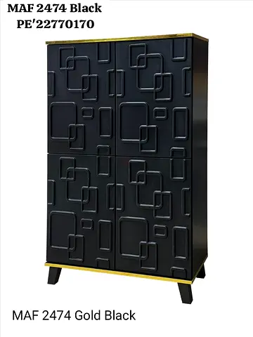 Black Gold Geometric Tall Cabinet / Wardrobe - MAF 2474
