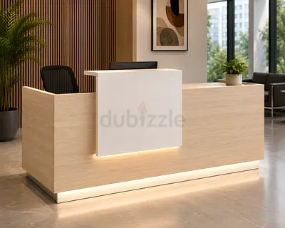Wood Texture Medium Reception Desk Counter | Reception Desk UAE
