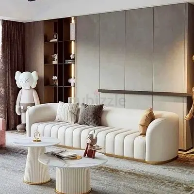 New Customise Modern Cream Curved 3-Seater Sofa in Premium Quality Premium Finishing