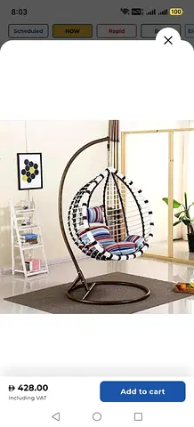 Hanging Egg Swing Chair with Stand - Single Seater, Cushioned