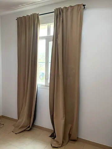 IKEA Beige Floor-Length Curtains (Pair) - Light-Blocking