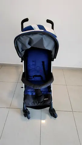 Lightweight Blue Baby Stroller - Compact Foldable, Good Condition