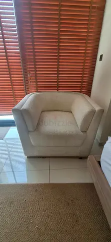 Beige Fabric Armchair - Single Seater, Good Condition