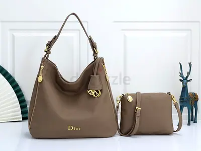Master copy Set of 2 Dior-style Taupe Shoulder Bag and Crossbody Pouch