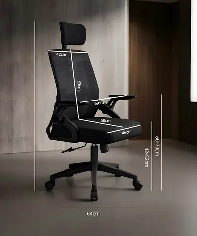 Ergonomic Mesh Office Chair with Headrest – Adjustable, Black, Good for Gaming and Working