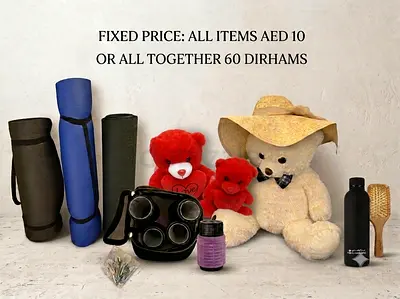 Mixed kids toys bundle: 2 teddy bears, yoga mats, accessories - AED 10 each