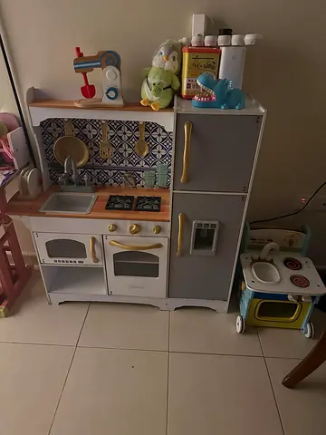 Complete Kids Kitchen Bundle: Large Play Kitchen + Mini Stove