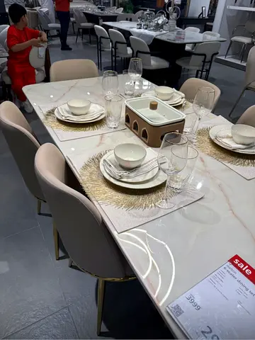 Modern 8 Seater Marble Top Dining Table