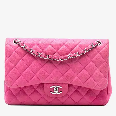 Chanel Pink Jumbo Classic Caviar Double Flap