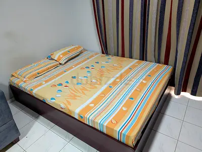 Wooden Queen Bed Frame with Mattress - Good Condition