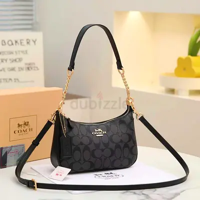 Master copy Coach Black Signature Small Shoulder Bag with Crossbody Strap