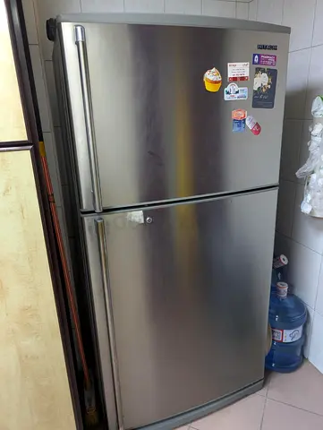 Used Hitachi Double Door Refrigerator - Stainless Steel, Good Condition