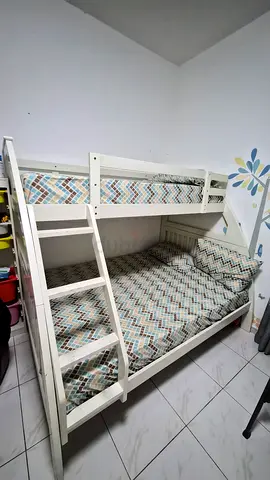 Bunker bed, lower bed is of queen size and upper bed is single bed along with both mattress