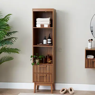Tall Storage Cabinet with Drawers Open Shelves