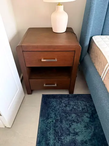 Solid Wood Nightstand with Two Drawers - Dark Brown