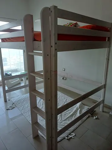 Luxury set loft bunk bed, mattress matching desk for kids, sturdy solid wood, with adjustable size