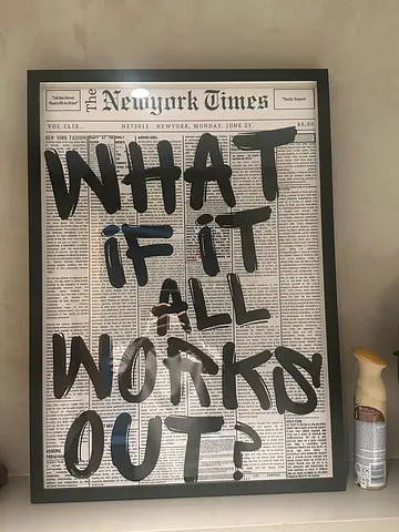 Framed New York Times Newspaper Art Print with Bold Graffiti Text