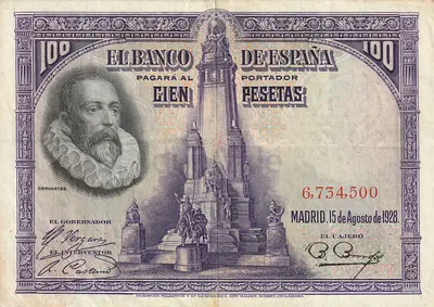 SPAIN 100 PESETAS BANKNOTE 1928