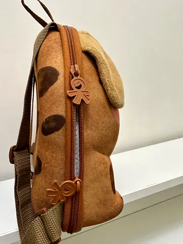 Small brown plush dog shoulder bag / kids pouch - gently used
