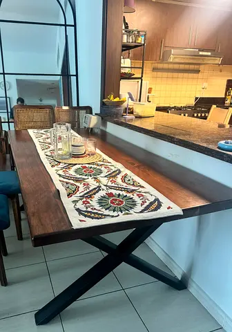 Solid Wood Dining Table with X-Leg Base - Seats 6 to 8