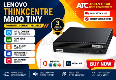 LENOVO THINKCENTER M80Q TINY INTEL CORE i5 10TH GENERATION RAM 32GB DDR4 SSD DRIVE 512GB NVME M2
