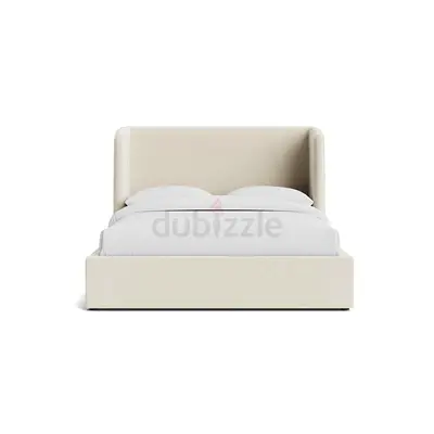 Queen upholstered bed frame in off-white