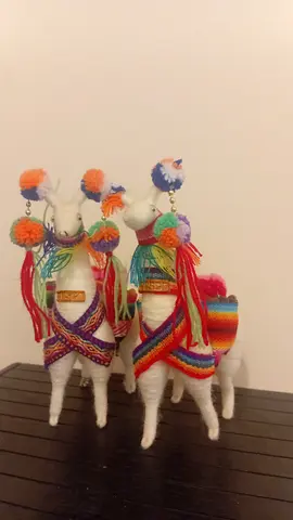 Handmade Multicolor Peruvian Llama Figurines - Set of 3