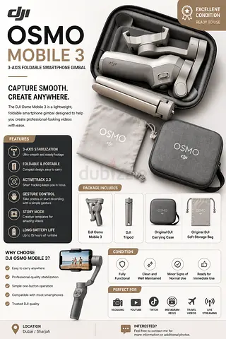 DJI Osmo Mobile handheld gimbal with carry case - good condition