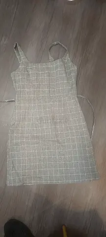 dotti brand Grey checked sleeveless fitted dress with side ties - size 8