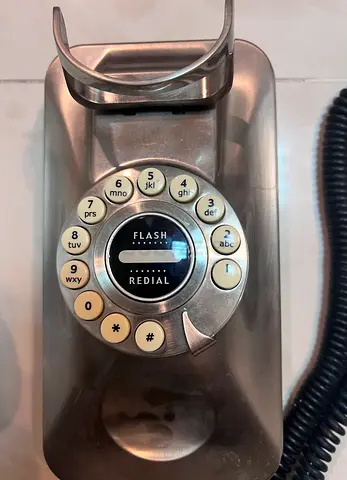 Retro Style Brushed Metal Wall Mount Landline Phone