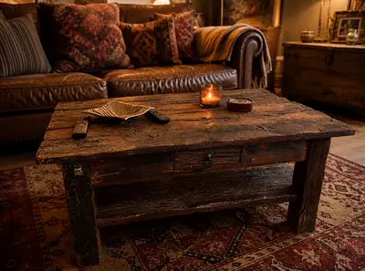 The one Solid Rustic Wooden Coffee Table with Storage — Vintage Look