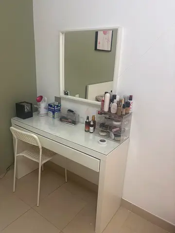 IKEA White Vanity Dressing Table with Mirror and Chair - Good Condition