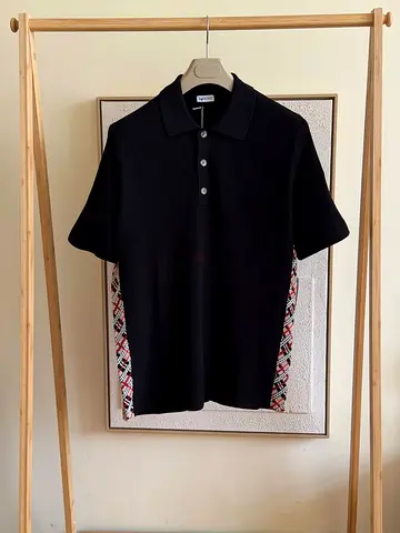 Black Short-Sleeve Polo Knit Top — Mens Size