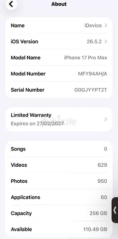 iPhone pro Max 17 256gb gcc version, dual SIM 1 is eSIM and other normal 5 months old.