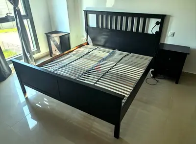 IKEA Black Wooden King Size Bed Frame 180x200 Cm