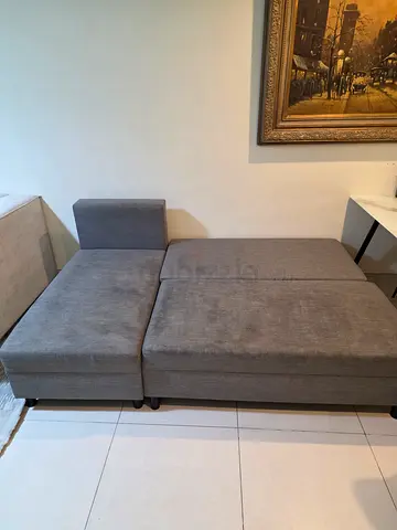 Compact grey fabric 2-seater sofa / loveseat in good condition
