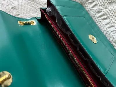 Teal Green Womens Handbag with Gold Hardware